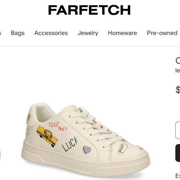 Coach High Line Leather Lace Up Scribble NYC Sneaker - Picture 4 of 14